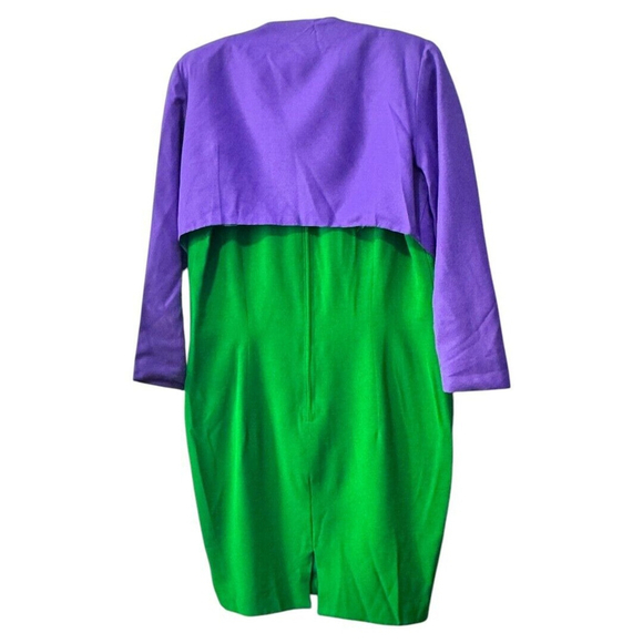 Woman's two piece dress set purple green (no size, measurements in description) - Picture 2 of 4